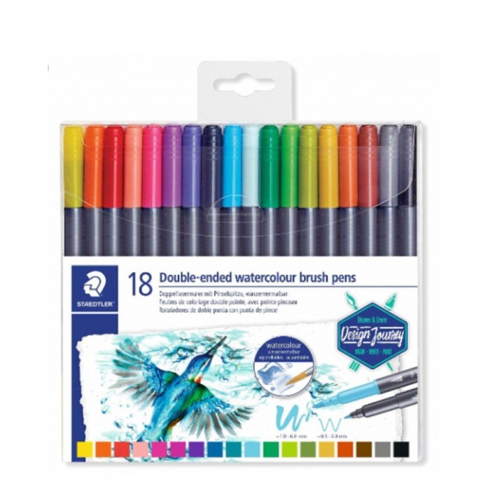 Double Ended Water Colour Brush Pen Isi 18 Warna