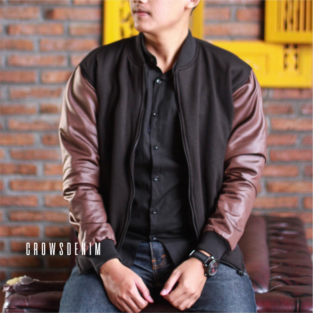JAKET COWOK, JAKET AL GAZHALI VARSITY, JAKET BASEBALL, JAKET CASUAL, JAKET ORI CROWS DENIM, SK48