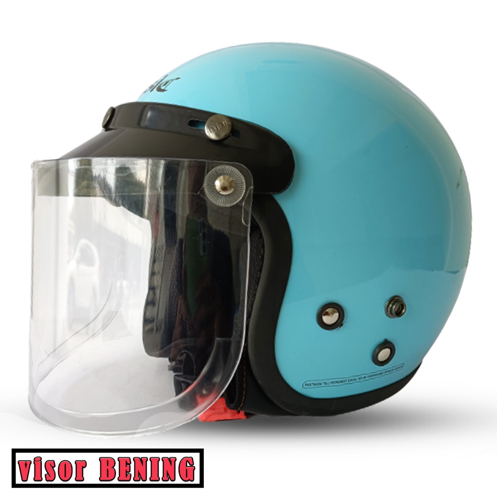 Helm Bogo Dewasa Full Leher Retro Classic SNI Kaca Datar Silver Kaca Datar Pelangi Untuk Pria Dan Wanita Dewasa Free Packing Dus COD