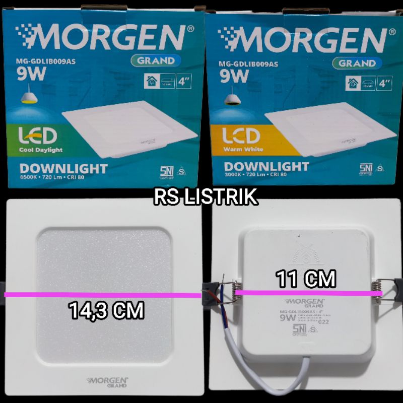 MORGEN PANEL GRAND 9W IB SEGI MG-GDLIB009AS IN BOW SNI TANAM PLAFON GARANSI