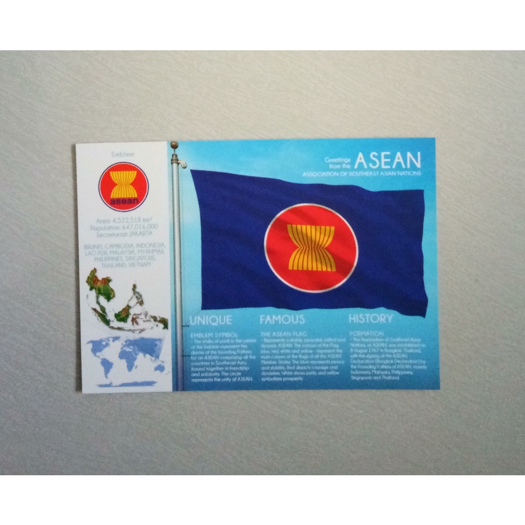 

FOTW Flag of The World ASEAN Postcard series Indonesia Kartu pos kartupos