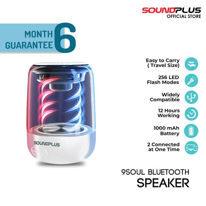 Soundplus 9Soul - Speaker Bluetooth Led 5W / Portable Speaker - Putih