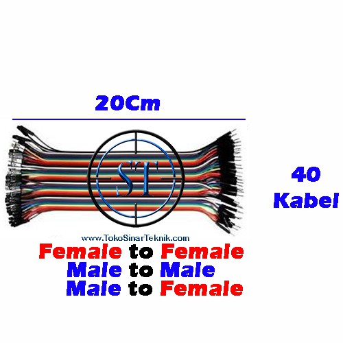 40 Baris Kabel Jumper Breadboard Projectboard 20Cm Female-Male / Male-Male / Female-Female