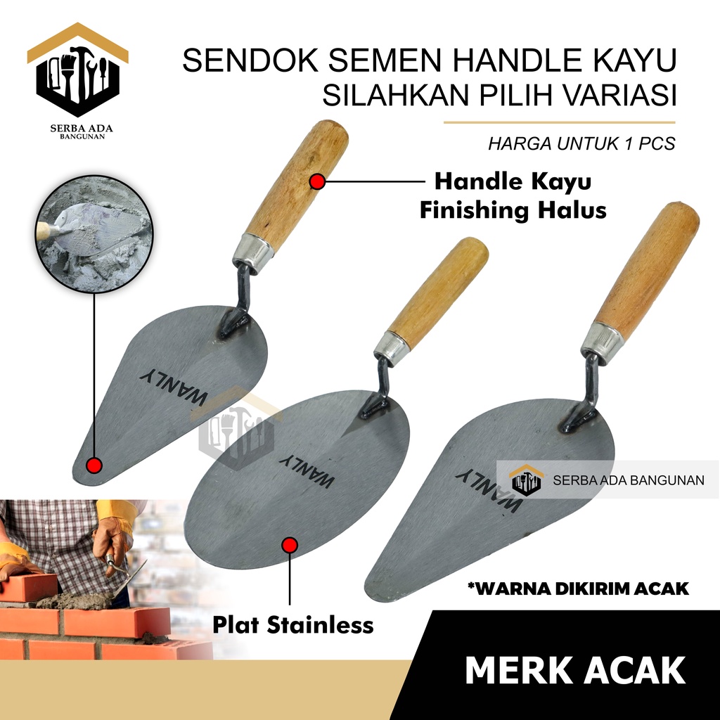 SENDOK SEMEN  KOMPLIT / LANCIP /  BULAT / GAGANG KAYU / FIBER 6” 7” 8” INCH SUPER TEBAL