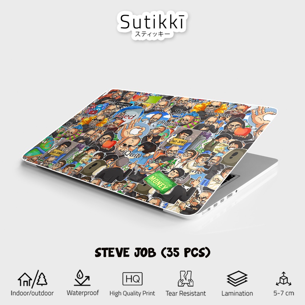 Sutikki | Sticker Pack Steve Jobs Apple Job Founder Bill Gates Stiker Laptop Vinyl Tumbler Sepeda