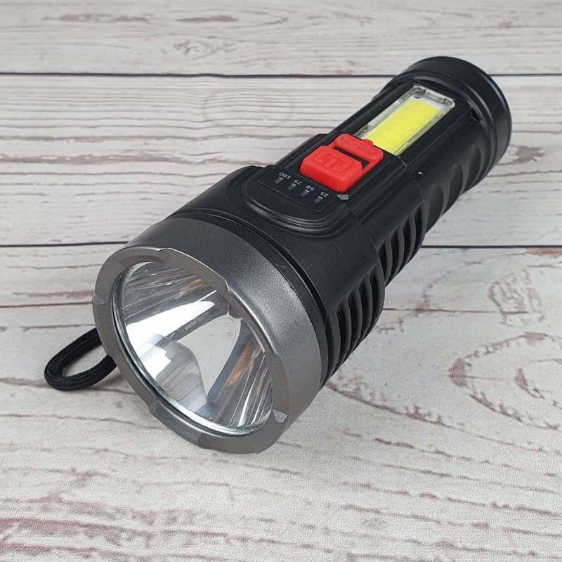 Senter LED Flashlight Torch Waterproof USB Rechargeable Cree XPE + COB 7800 Lumens - Black