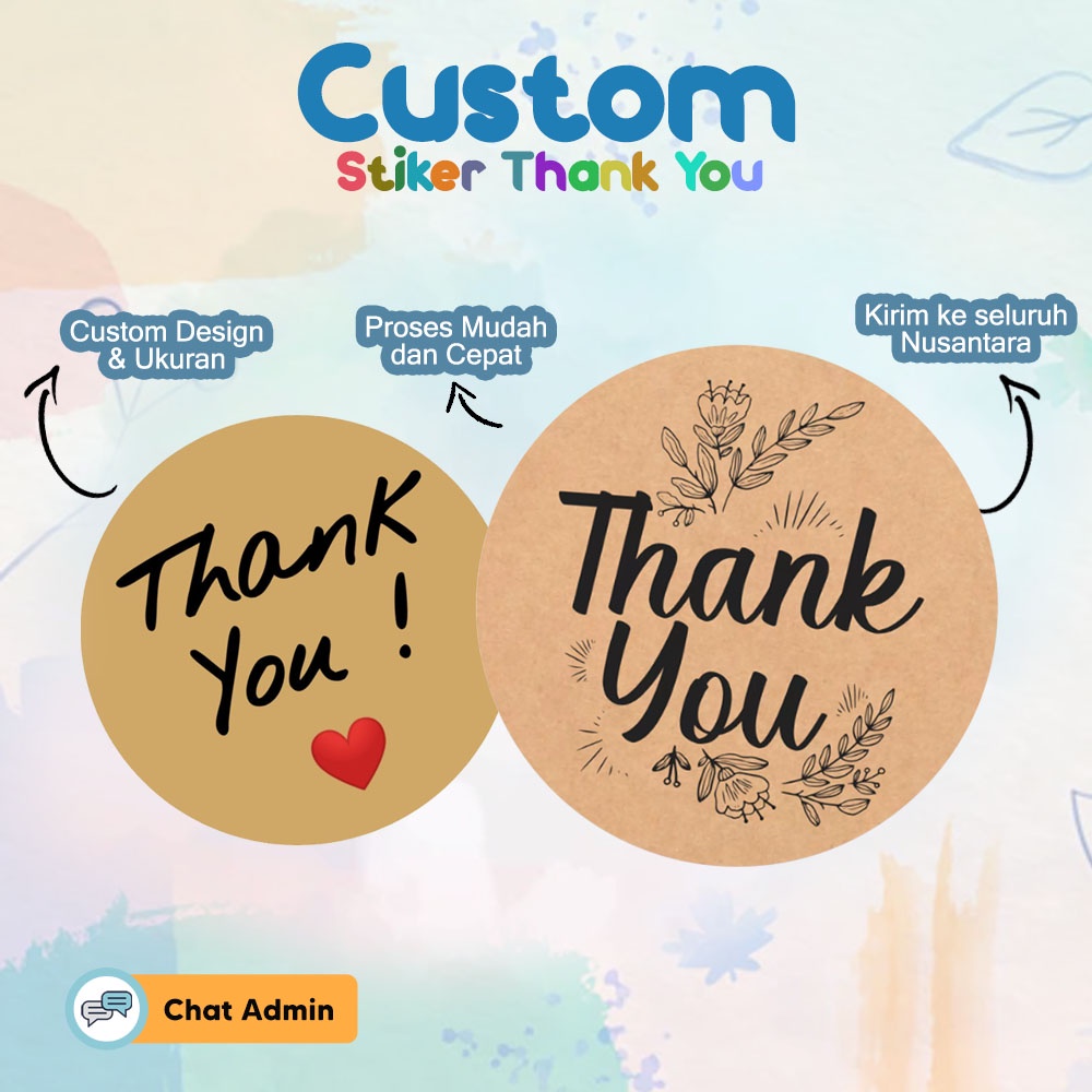 Jual Thank You Cetak Stiker Thank You Custom Sticker Terima Kasih