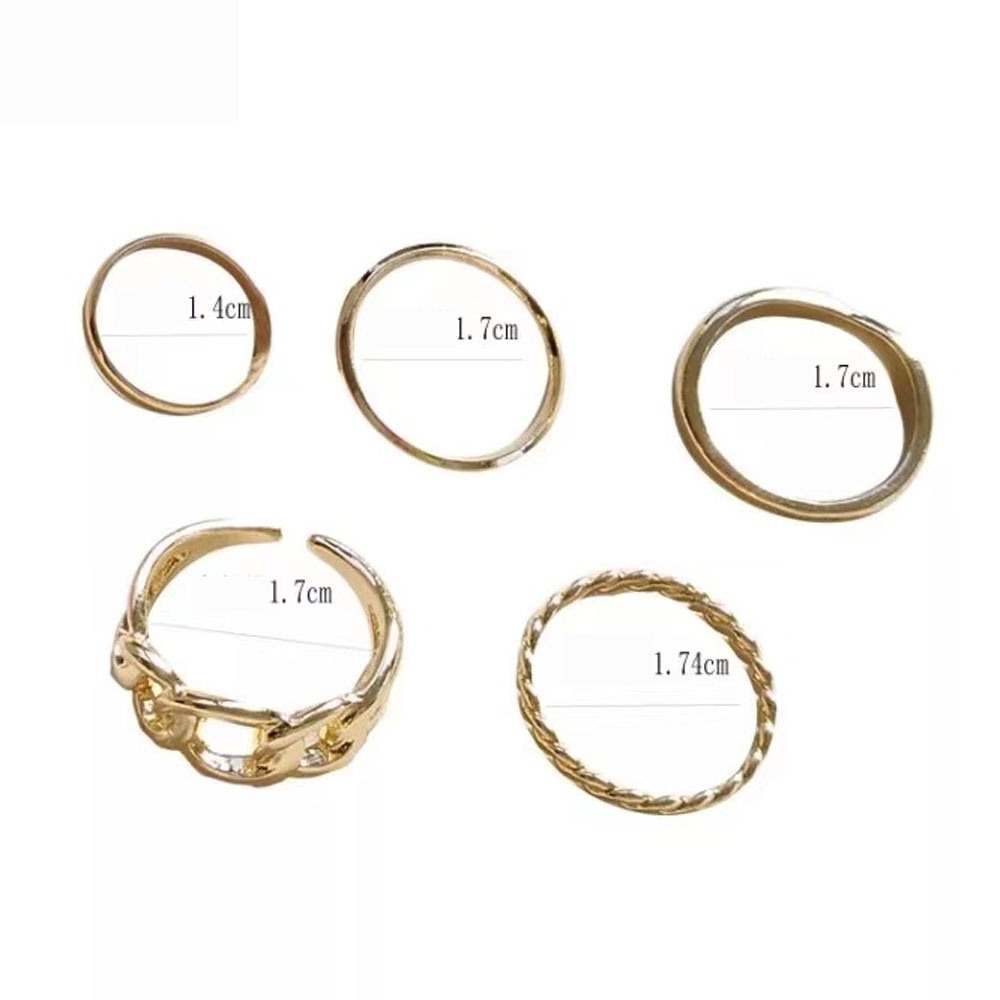 Needway  Gifts Opening Ring Vintage Joint Ring Rings Sets Chain Silver Gold Color Women Girls Korean 5pcs/Set Alloy Fashion Jewelry/Multicolor