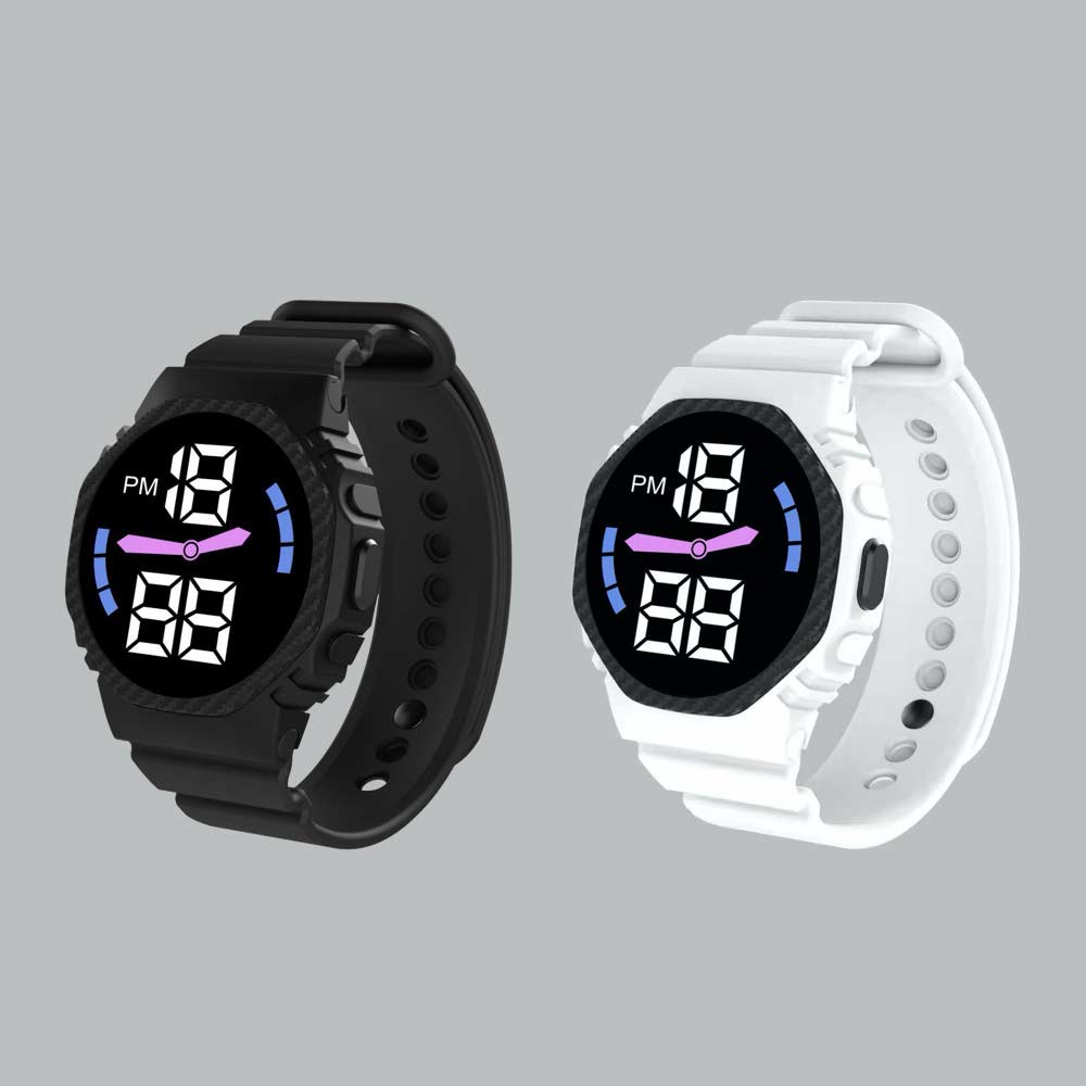 LED Watch [ Abu abu ] Water Resistant - Jam Tangan Digital Pria &amp; Wanita Strap Rubber LED_8056