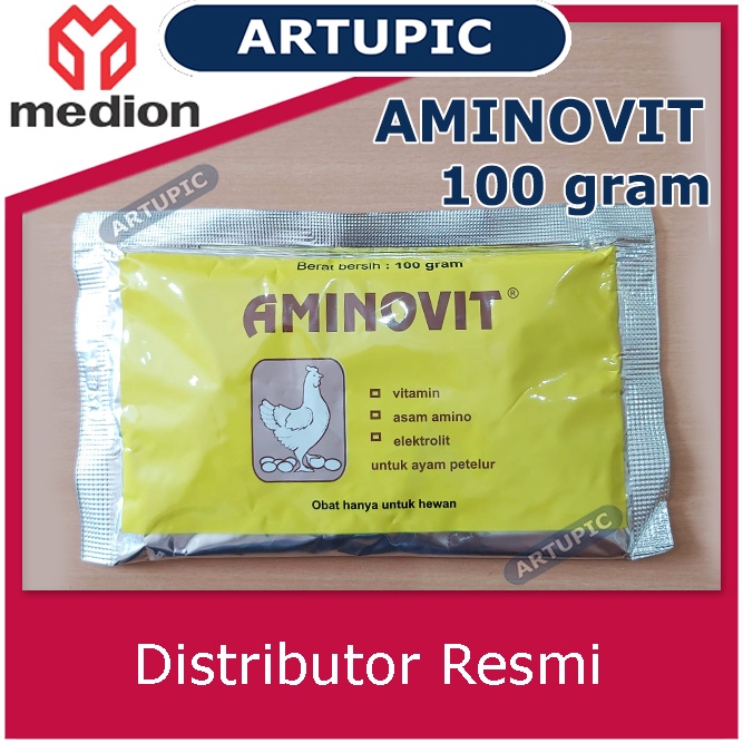 Aminovit 100 gram Vitamin Protein Meningkatkan Produksi Telur Ayam Puyuh Unggas Medion Multivitamin