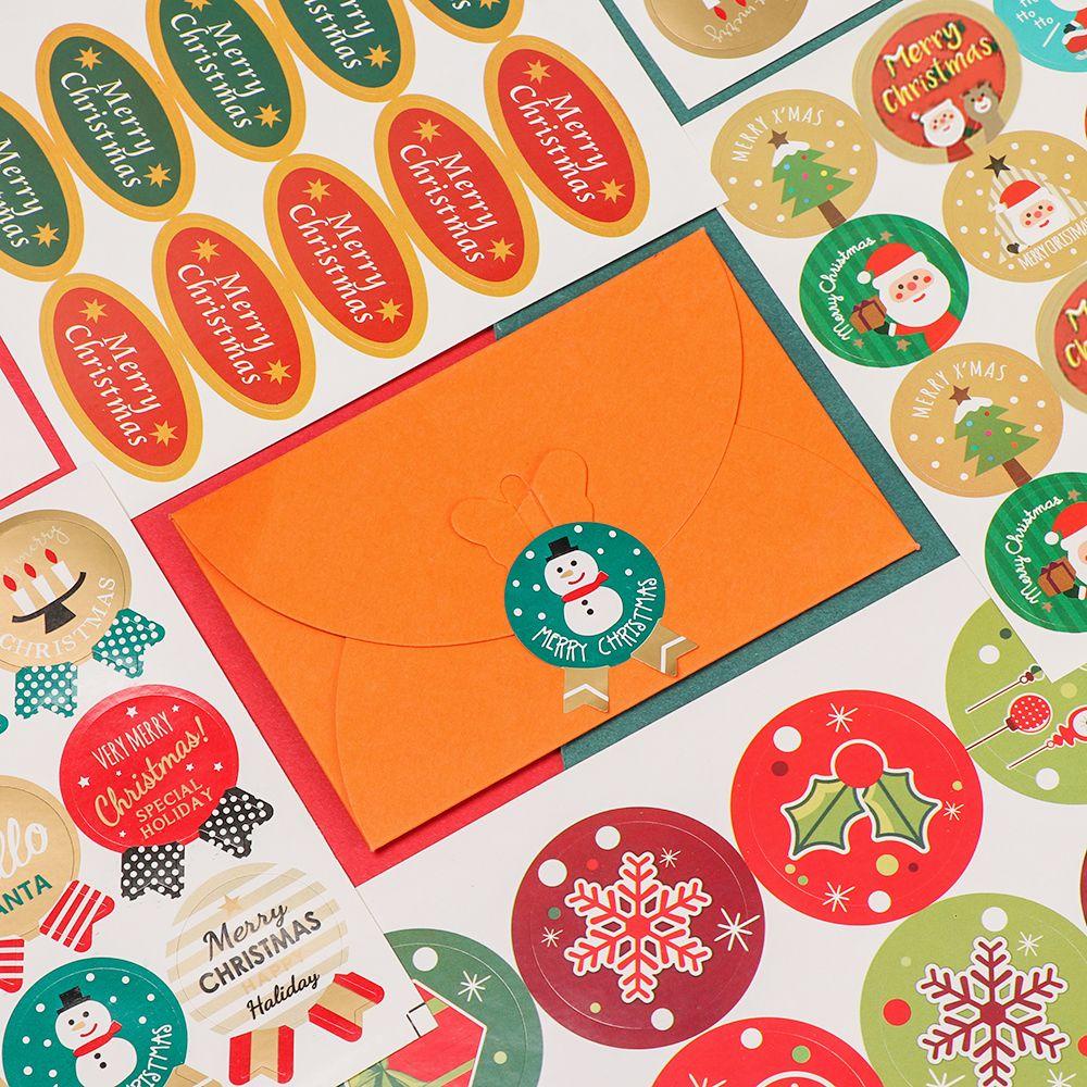 Populer 5lembar Kertas Hadiah Stiker Hiasan Kue Cookie Candy Tag Sealing Biskuit Paket Xmas Ornamen