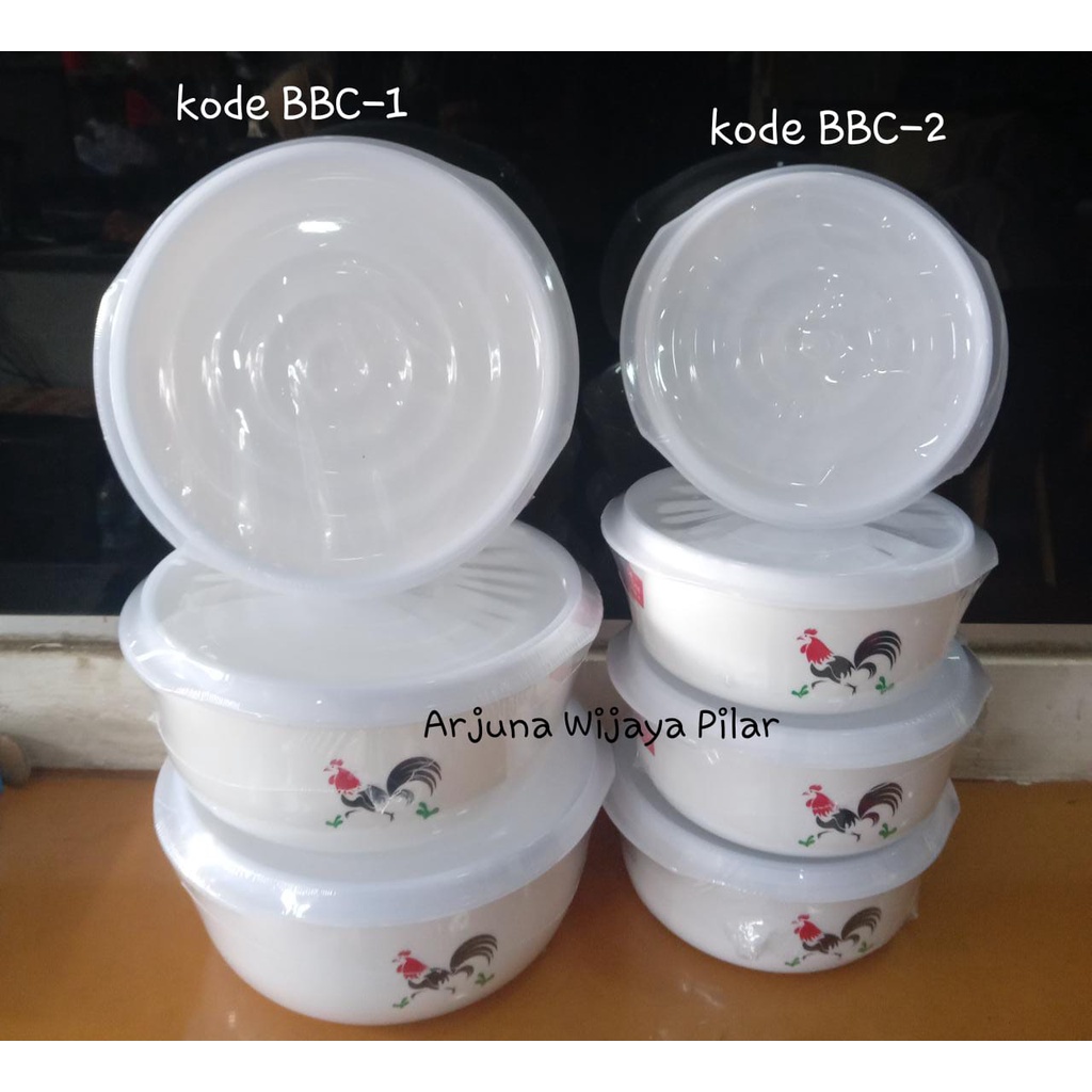 Mangkuk + Tutup Lion Star BBC-1 BBC-2 Emilia Food Case 1500 Ml &amp; 750 Ml Ayam Jago bukan stiker +Bubblewrap