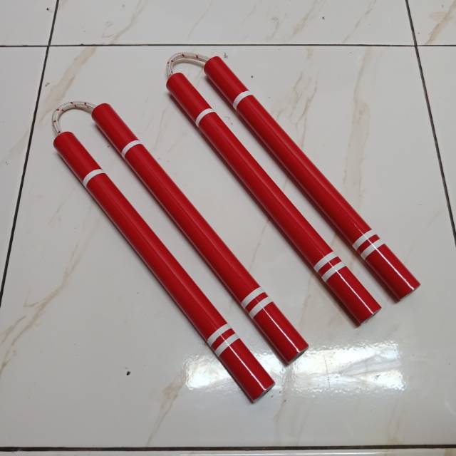 Nunchaku aluminium merah tali freestyle