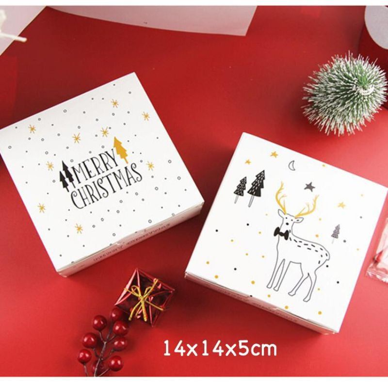 KOTAK HADIAH NATAL WHITE GIFT BOX NATAL MEWAH PUTIH 14x14