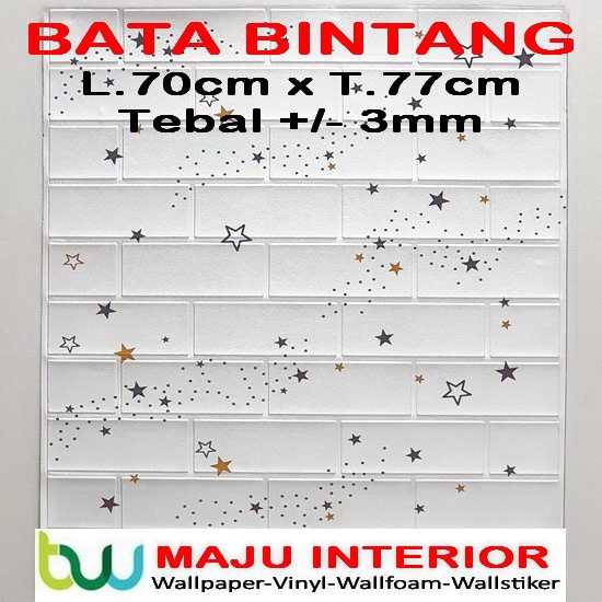 Wallpaper 3D Bata 70x77 cm Walpaper Dinding 3D Brick Foam Motif Anak Doraemon Hello Kitty Stiker