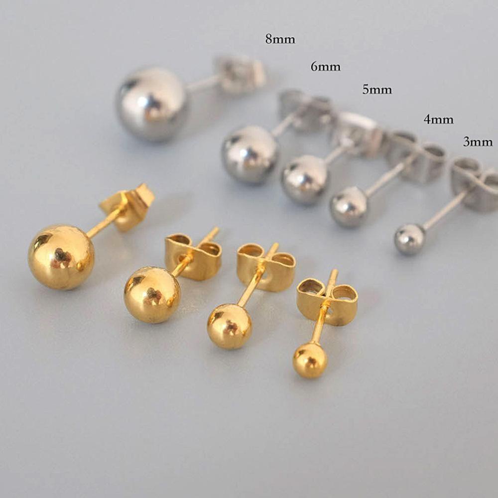 Needway   Anting Mewah Gaya Korea Wanita Warna Silver Perhiasan Klasik Bola Kecil