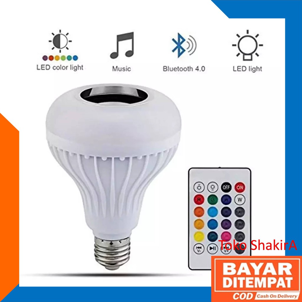 LAMPU MUSIK bloetooth Bohlam Speaker Musik Bluetooth 2 in 1 - Lampu Speaker LED blutut