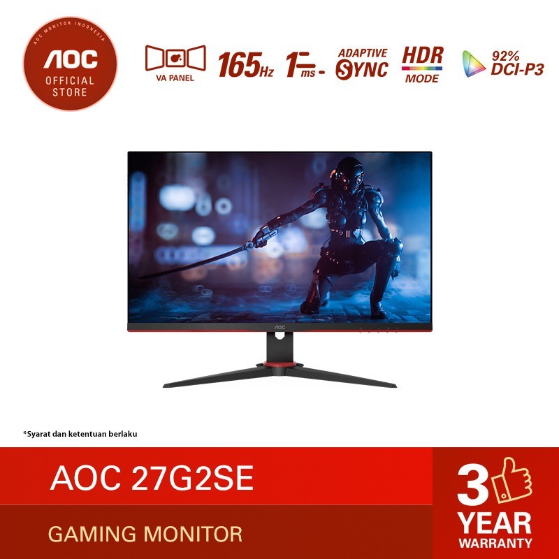 AOC 27G2SE AdaptiveSync Gaming Monitor (27&quot;/1ms/VA/165hz/FHD)