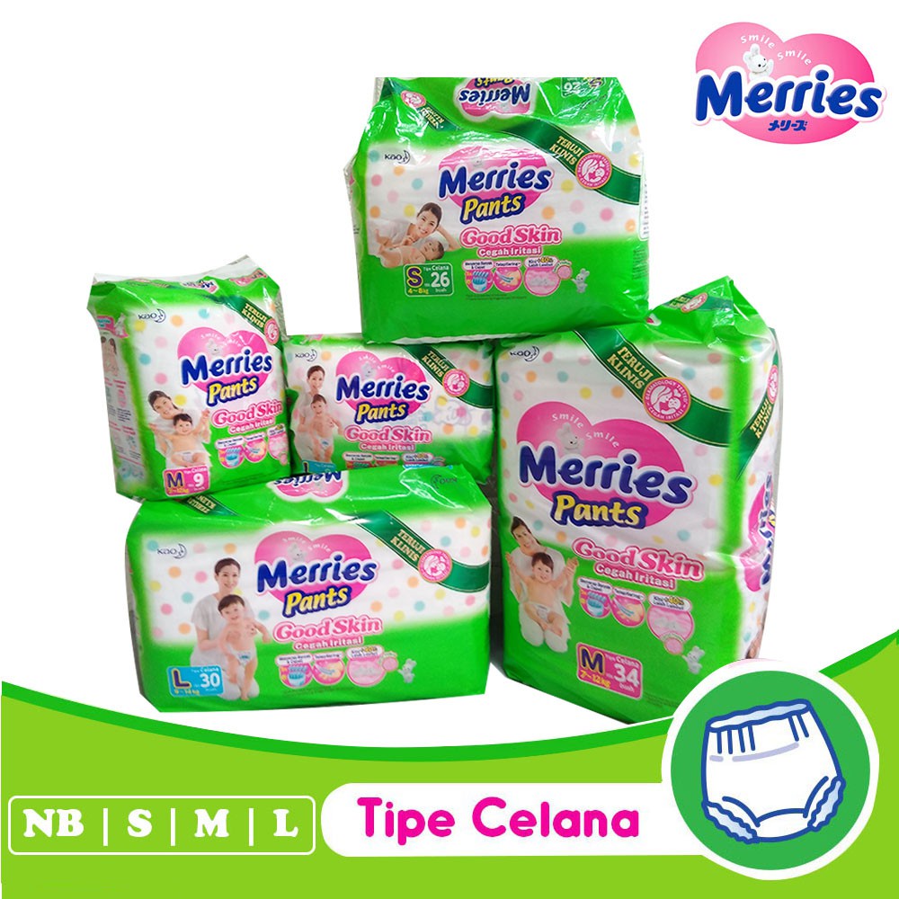 Popok Celana MERRIES GOOD SKIN Pants S 26 M 9 M 34  L 8 L 30 pant meries