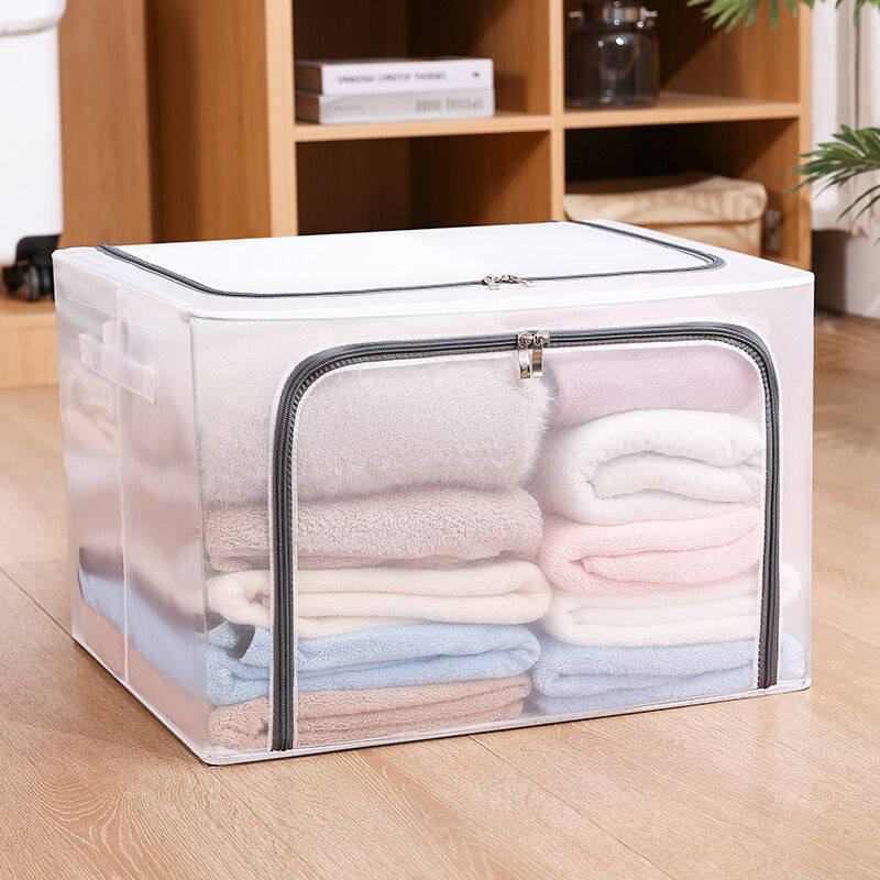 NEW STORAGE BOX 66L FRAME BAJA DOUBLE ZIPPER / Tempat Penyimpanan Pakaian Bedcover Mainan