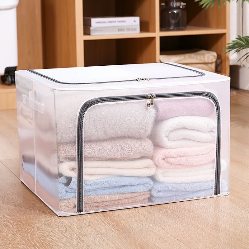 NEW STORAGE BOX 66L FRAME BAJA DOUBLE ZIPPER / Tempat Penyimpanan Pakaian Bedcover Mainan