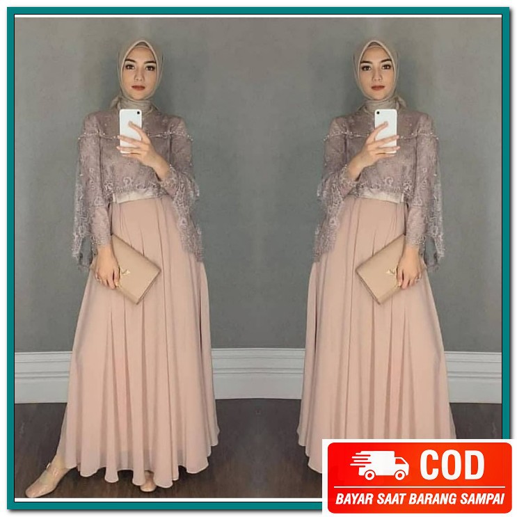 Baju Gamis Wanita Cewek Syari Remaja Sari Dewasa Baju Gamis Putih ID958 Maxi Chikita Mocca [Gamis