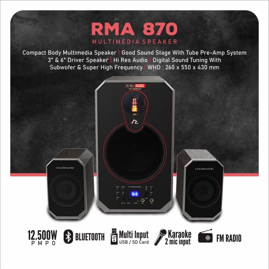 Speaker Bluetooth Roadmaster RMA-870 Powerful Sound with Vacuum Tube