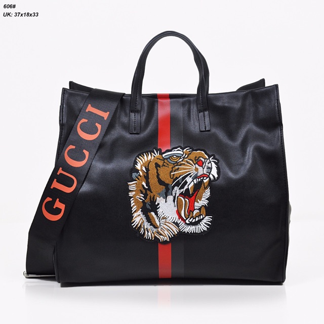Tas Gucci Embroided Tiger Tote Bag 