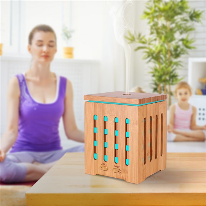 H27 Wooden Humidifier Aroma Diffuser 7 Color LED Light 350ml