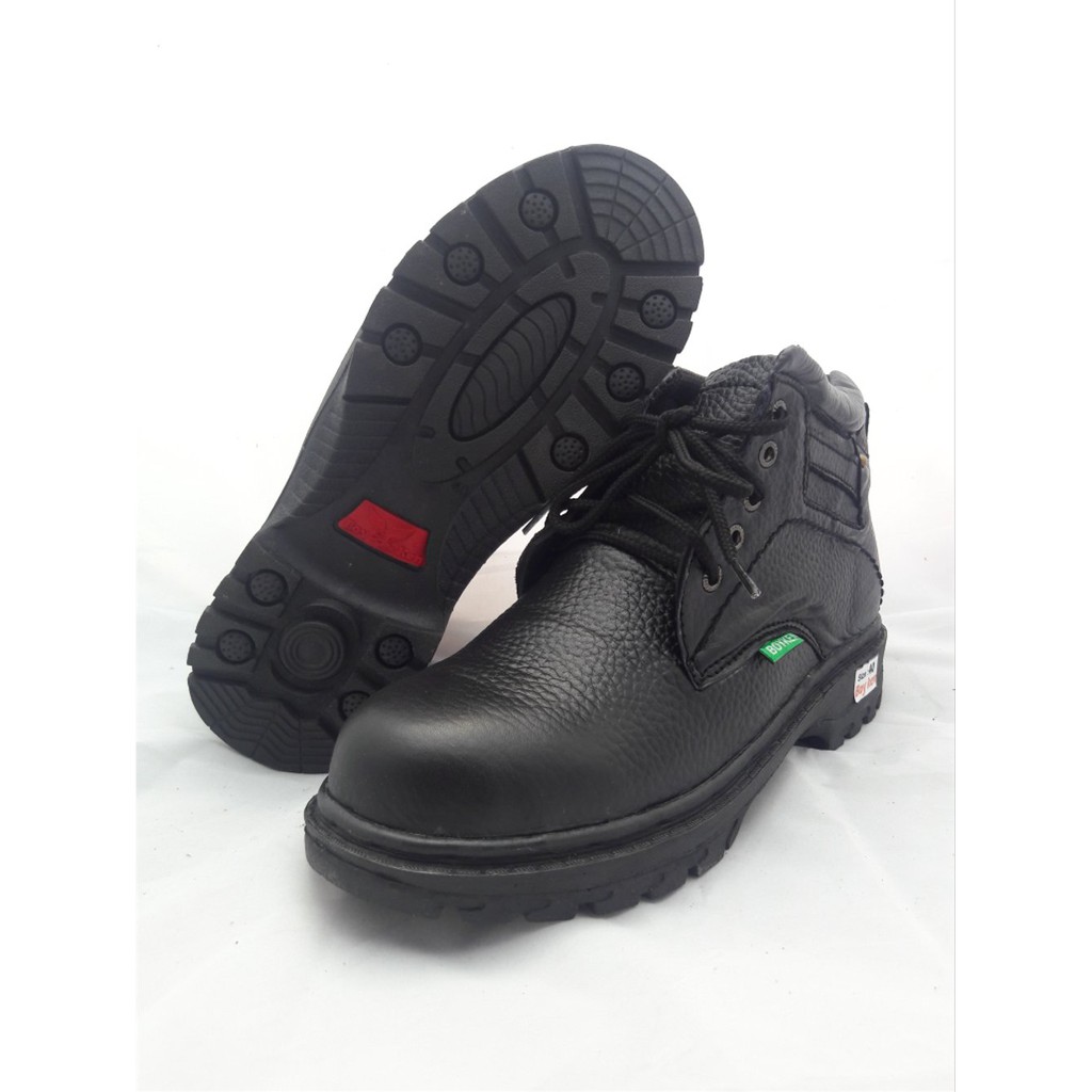 sepatu safety boot pria kulit asli boyken fullblack