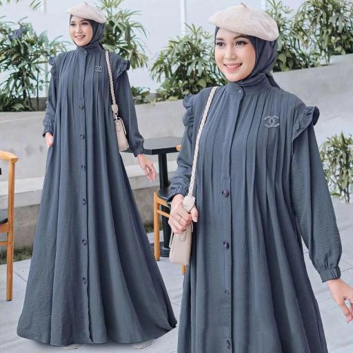 Marissa Dress / Casual Dress Wanita / Casual Dress Terbaru / Casual Dress Kekinian / Gamis Casual Dress / Gamis Casual / Dress Bahan Cringkle / Gamis Bahan Cringkle / Gamis 2022 / Dress Terbaru 2022 / Ootd Muslim / Pakaian Wanita Terkini