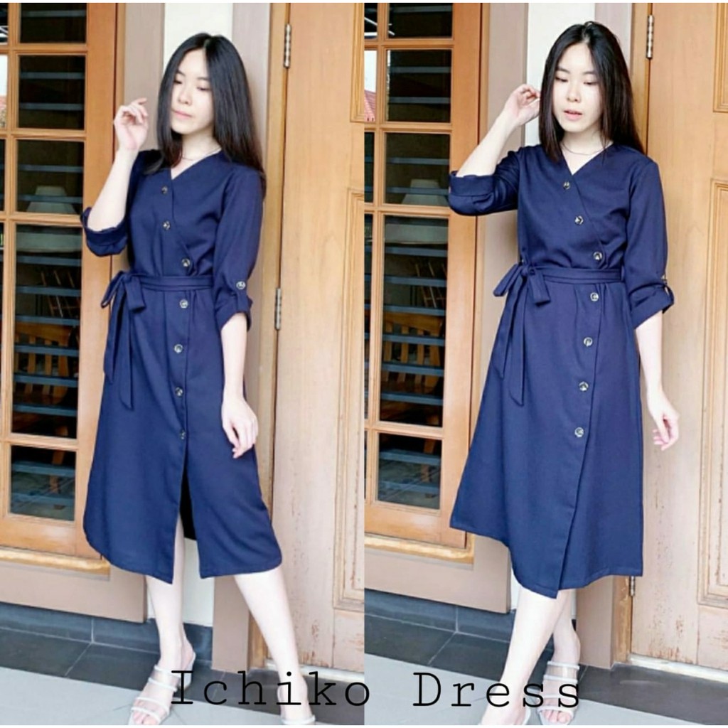 *[NSFK] Dress Ichiko / Dres Terbaru Murah / Baju Dress Korea / Pakaian Wanita Korea / Dress polos