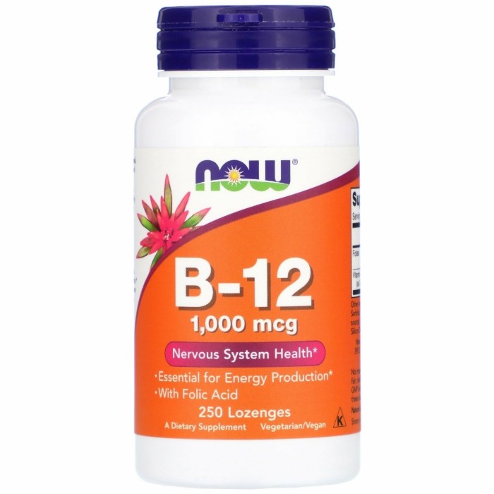 Now Foods B-12 B12 B 12 1000 mcg 250 Lozenges Vitamin B 12 B12