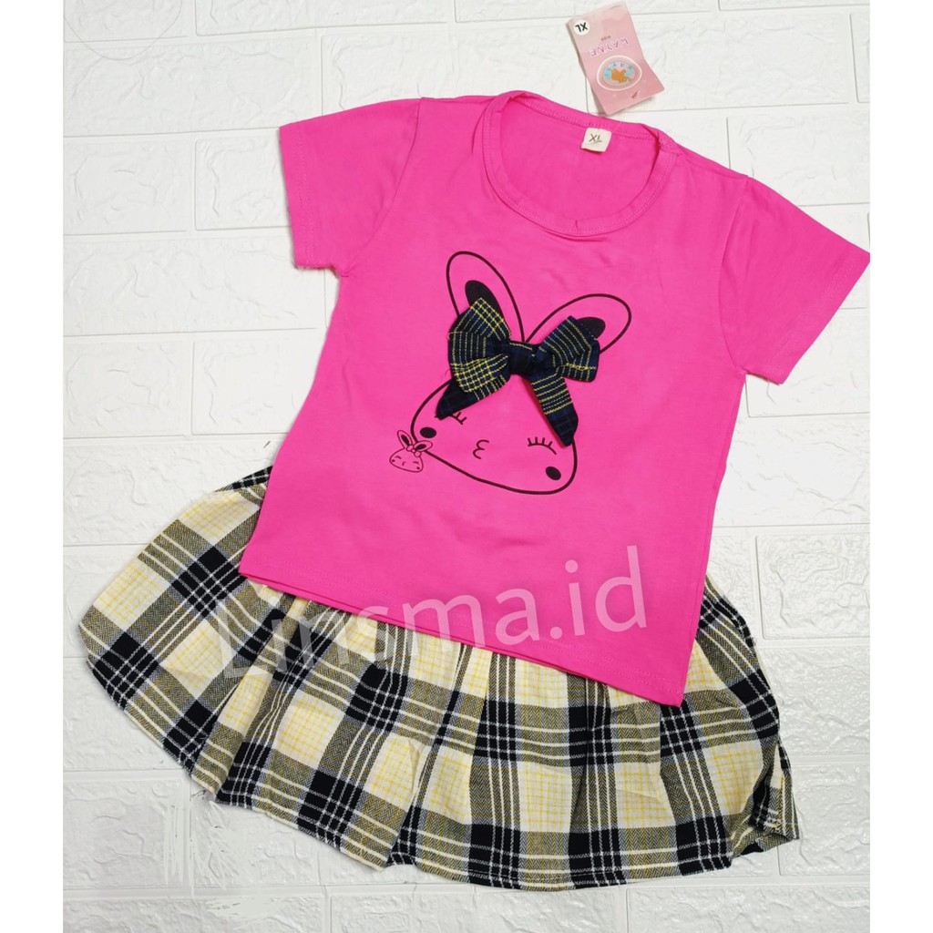 Baju Dress Setelan Anak Perempuan usia 9 Bulan - 4 Tahun 2in1 Import Premium | Korean Style