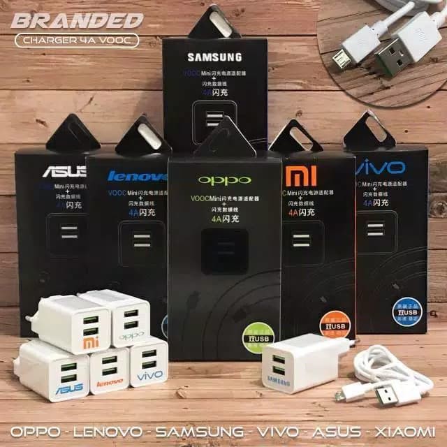 Travel Charger Cas Casan Android VOOC 4 Ampere 2 USB Fast Charging