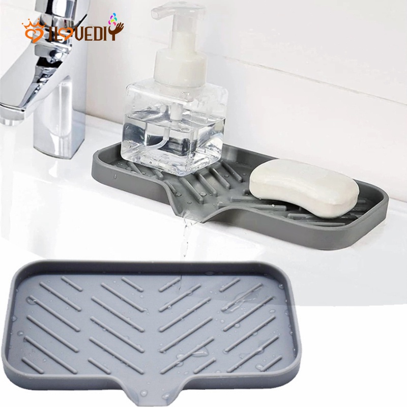 Rak Pengering Sabun / Spons / Buah Multifungsi Bahan Silikon Anti slip Untuk Wastafel Dapur / Kamar Mandi