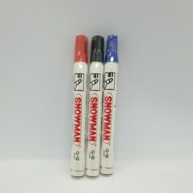 

spidol permanent snowman G12 / tidak bisa dihapus , hitam , biru , merah