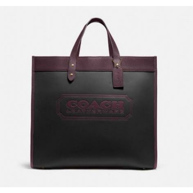 Field Tote In 30 Colorblock With Coach Badge Black Oxblood Multi(C0774)