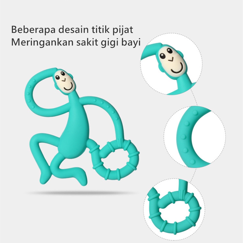 Mamibayi Mainan gigitan bayi bentuk monyet menari teether bayi BPA free