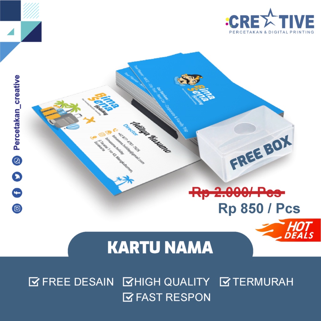 Jual Kartu Nama Free Design Laminasi Doff Glossy Cetak Kartu Nama