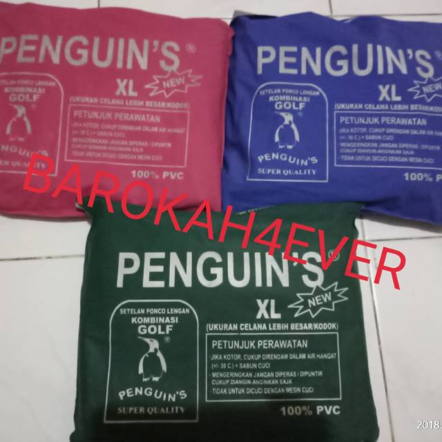 Jas hujan ponco lengan + Celana kombinasi GOLF Penguins