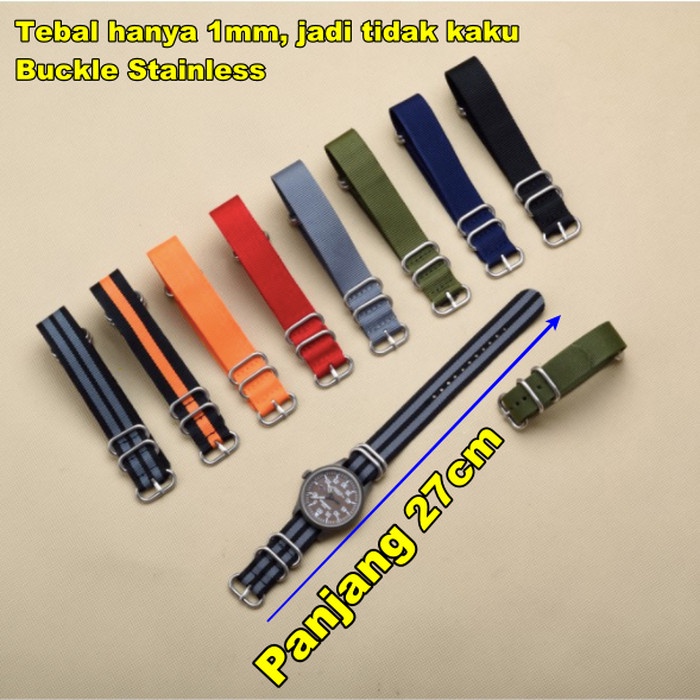 Tali Jam 22mm Watch Strap Seiko Samurai - Zulu Nato Nylon Stainless Buckle