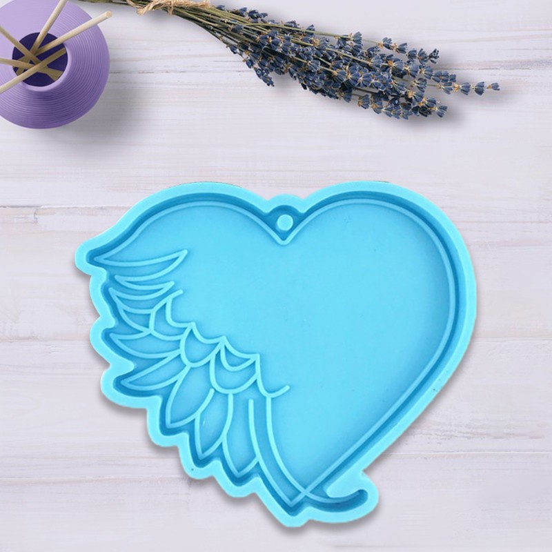 Glitter DIY Crafts Love Feather Keychain Epoxy Resin Mold Pendant Casting Silicone Mould