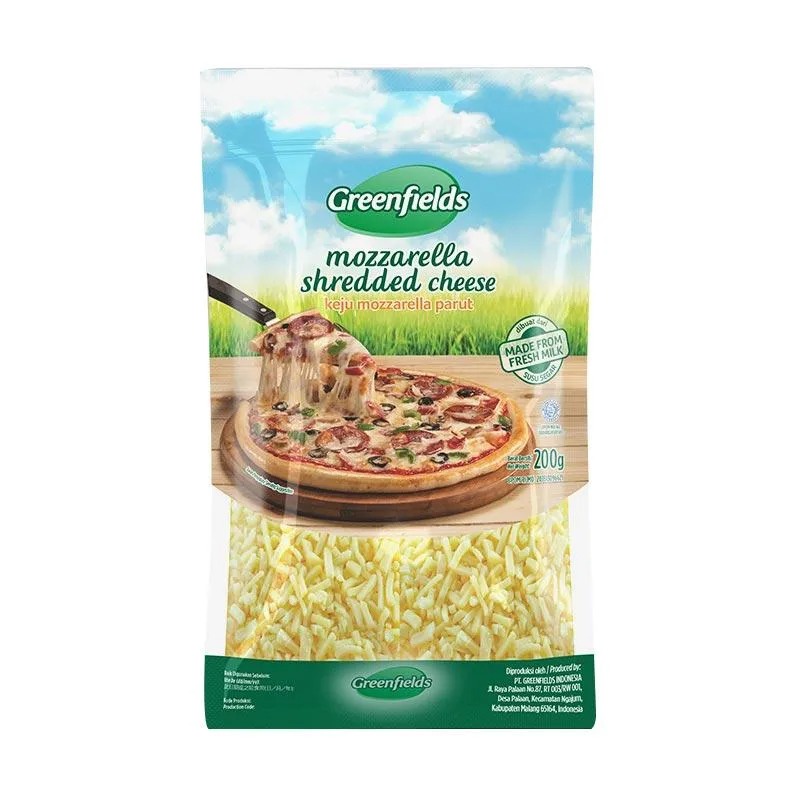 

Greenfields Mozarella Shreded Cheese |Keju Parut Greenfield 200 g-Jkut