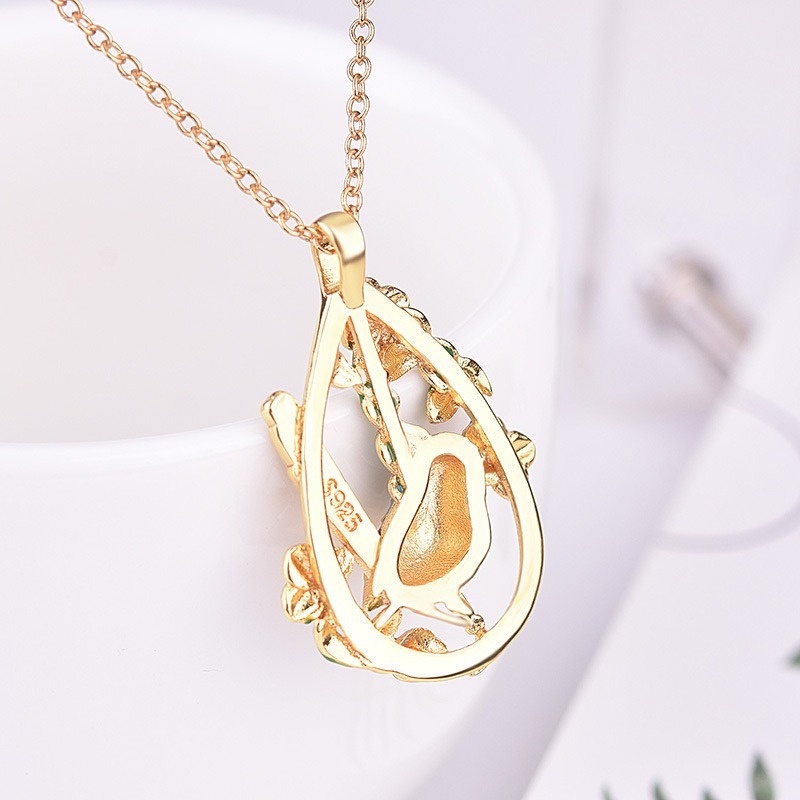 [Ready Stock]Fashion Creative Bird Flower Pendant Vintage Necklace