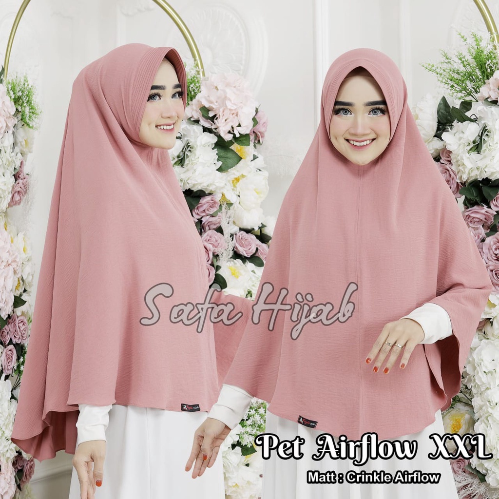 Bergo Pet Air Flow Crinkle Khimar Airflow Crinkle xxl  Hijab Instan Termurah Safa Hijab