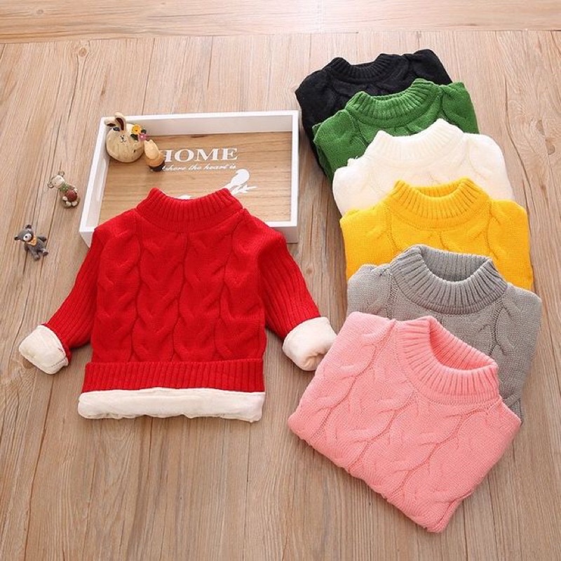 Sweater rajut anak pullover baju winter musim dingin hangat import kids knitted sweaters Happy