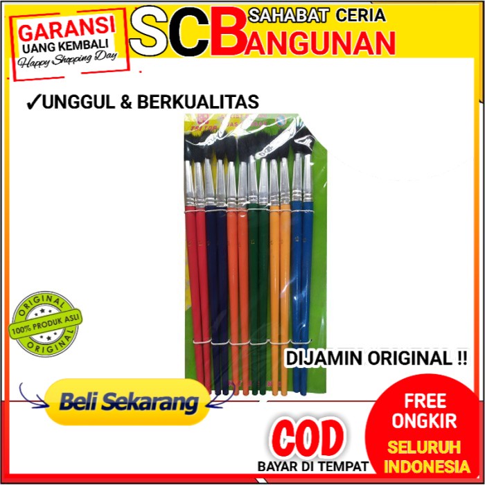 

Kuas koas lukis no. 8 / 10 / 12 per lusin 12 pcs SCB