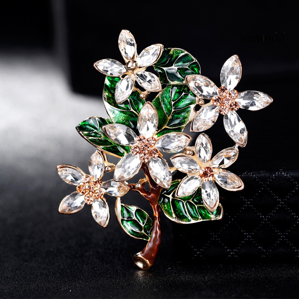 OW@ Lady Retro Multicolor Flower Enamel Rhinestone Brooch Pin Evening Party Jewelry