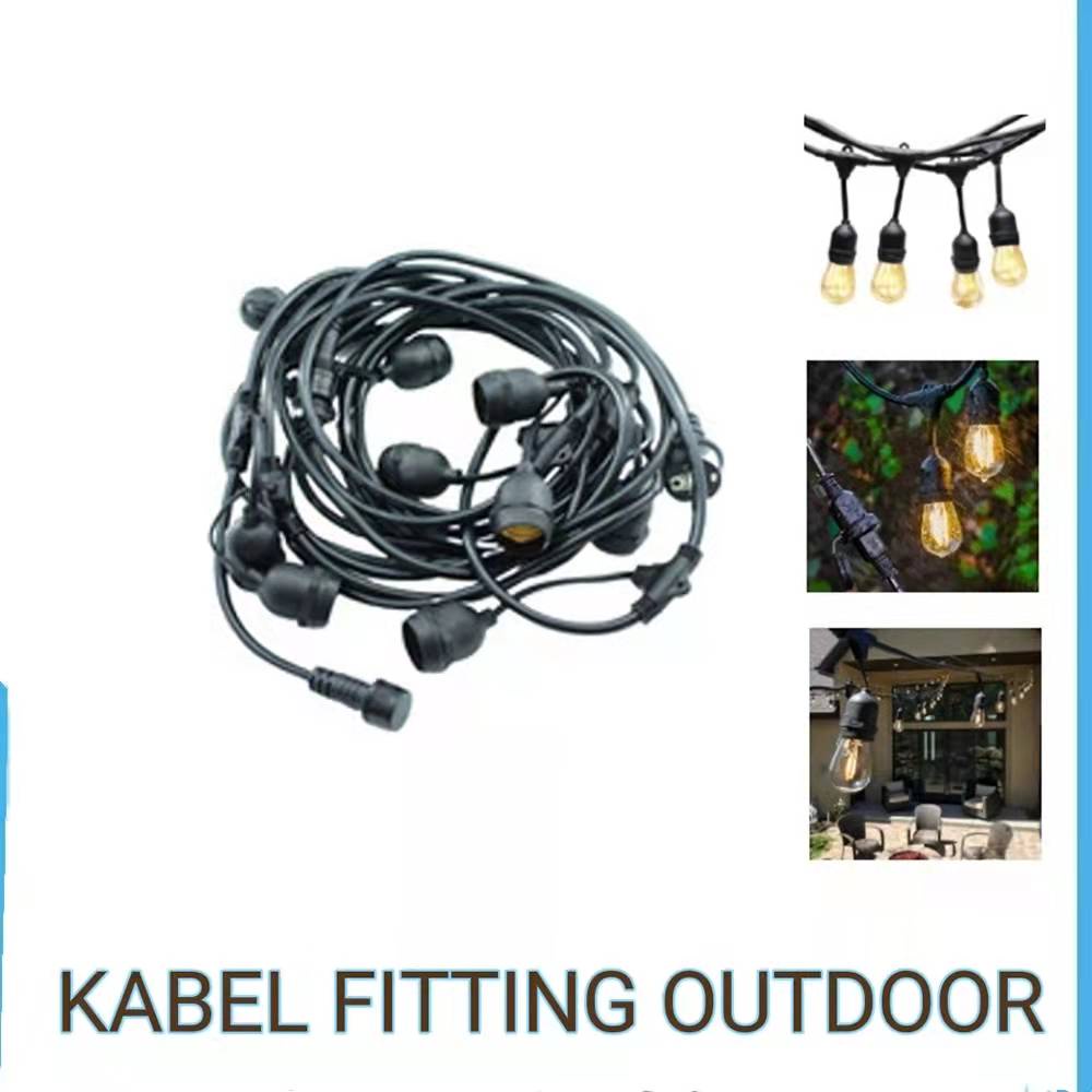 Jual Kabel Fitting Gantung 10 Meter Untuk 15 Lampu Outdoor Waterproof ...